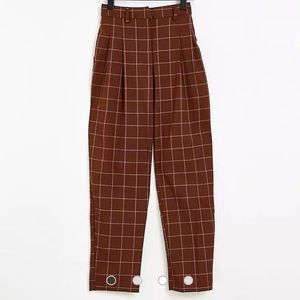 Asos NEW brown plaid pleated trouser
